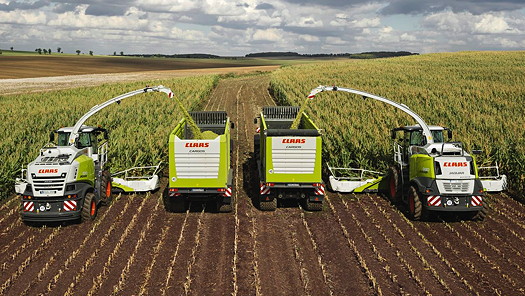 Claas' Jaguar 900 foragers are commonly used in Germany for chopping maize for anaerobic digestion. 