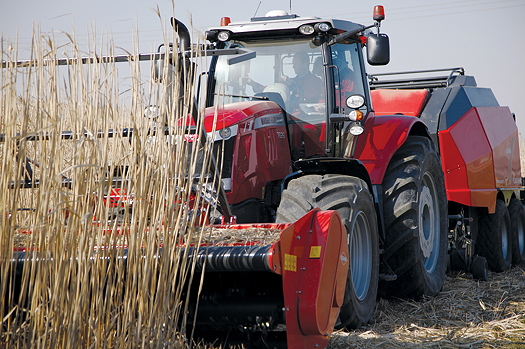 Kuhn's WS 320 BIO shredder allows biomass crops like miscanthus to the cut and baled in one pass.