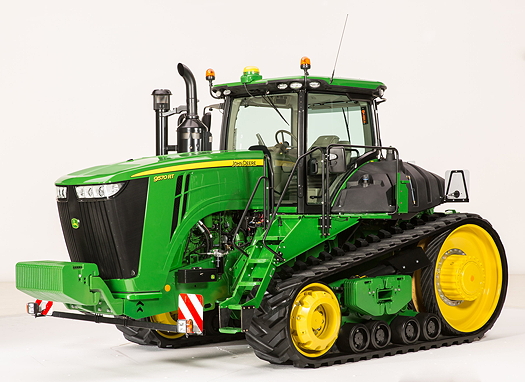 Deere's 2015 tracked-tractor range is headed by the 570hp 9570RT. 