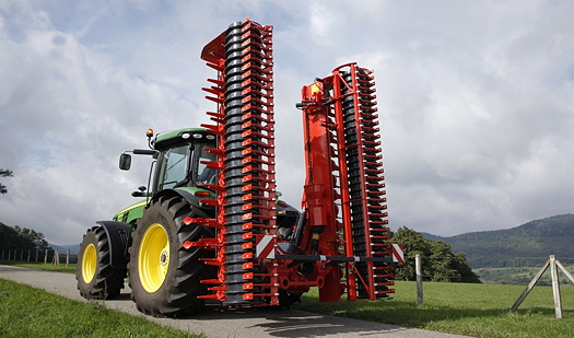 Kuhn's new HR8040R power harrow in the transport position 