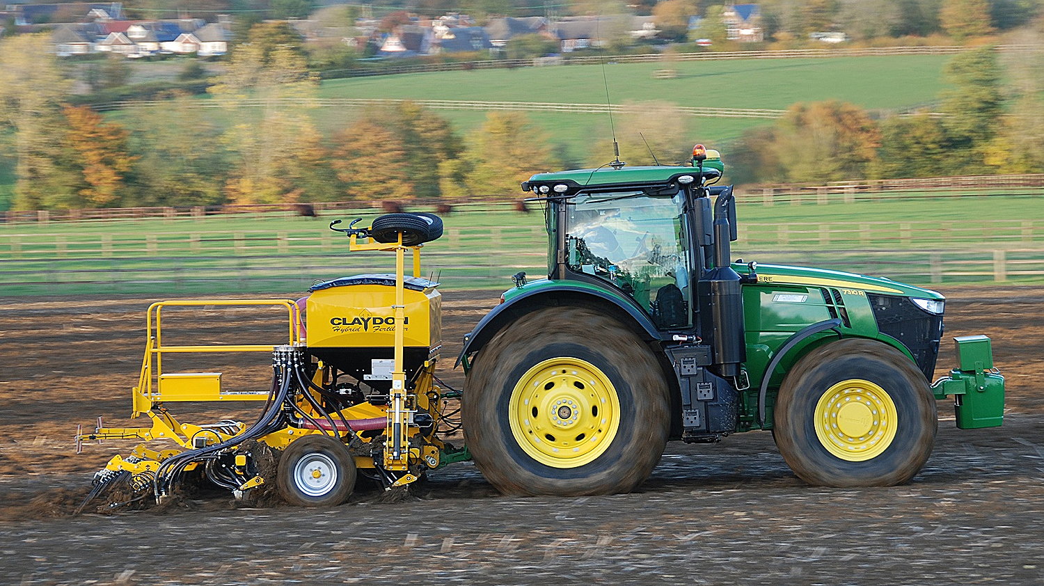 The new Claydon Hybrid M4RF rigid 4m seed and fertiliser drill