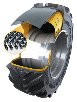 The new CompactMaster AG tyre benefits from Turtle Shield, a new tread layer and a steel belt construction that offers greater durability and stability for materials handling work