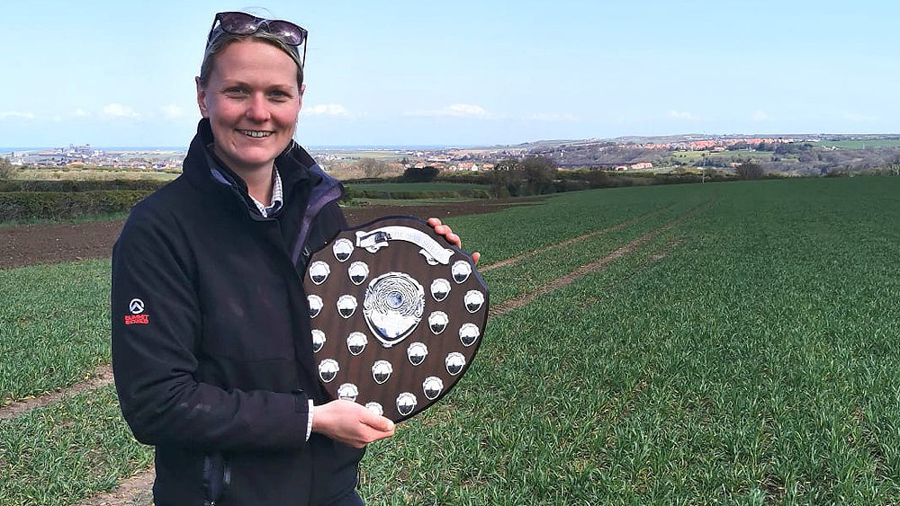 Adama UK’s new regional agronomy manager, Jodie Littleford, pictured in 2020 with the Barrie Orme Shield for the most outstanding Basis candidate