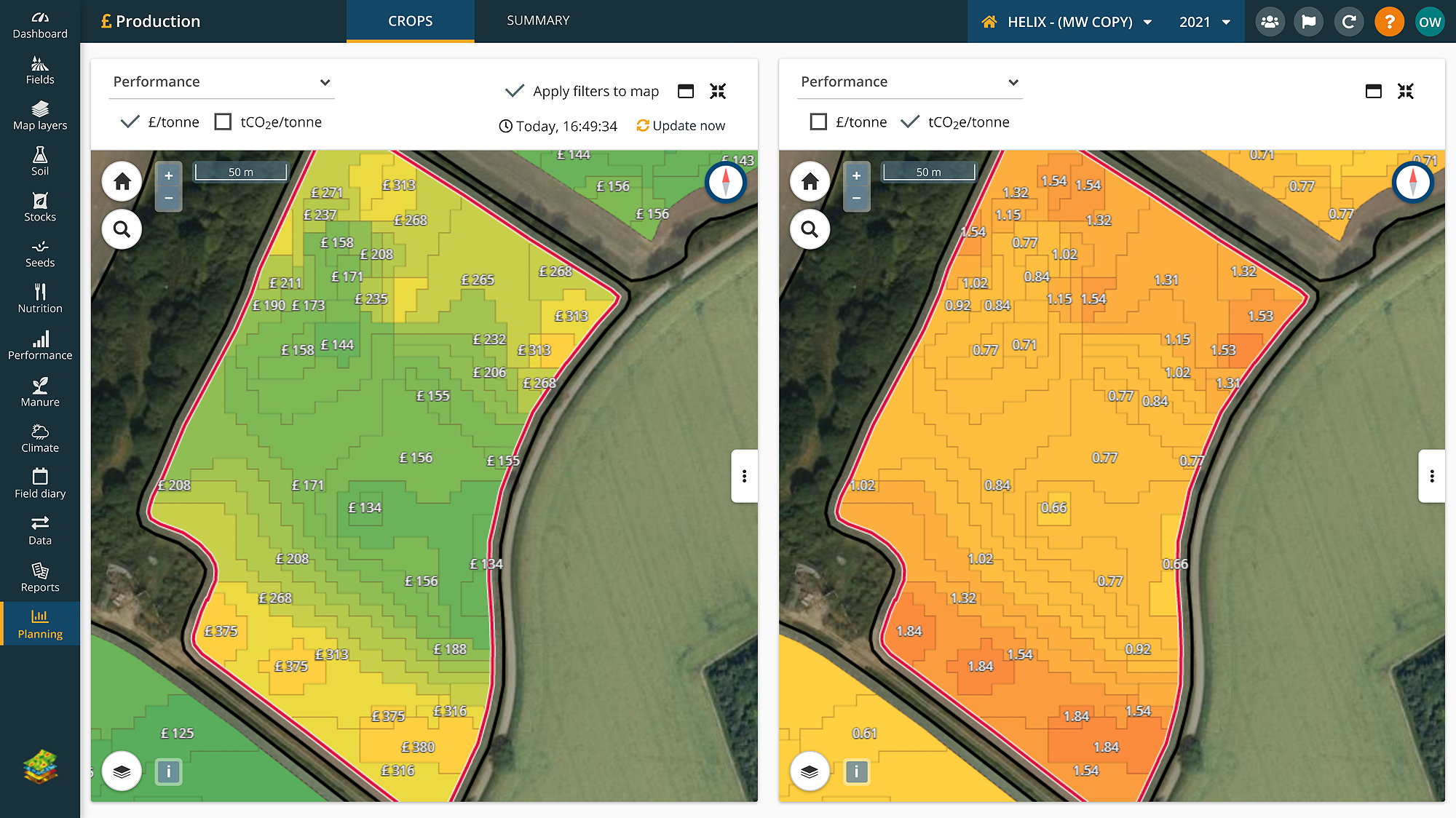 Hutchinson's new carbon cost of production tool allows growers to calculate the carbon cost of their operations on a per field basis in terms of both £/tonne CO2/tonne or CO2/ha