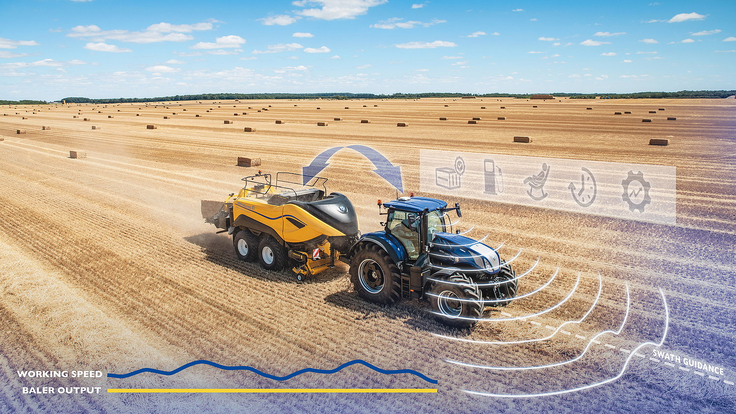 New Holland's Baler Automation System is said to significantly improve the baling process, delivering multiple benefits in operator comfort and safety, fuel efficiency and bale quality