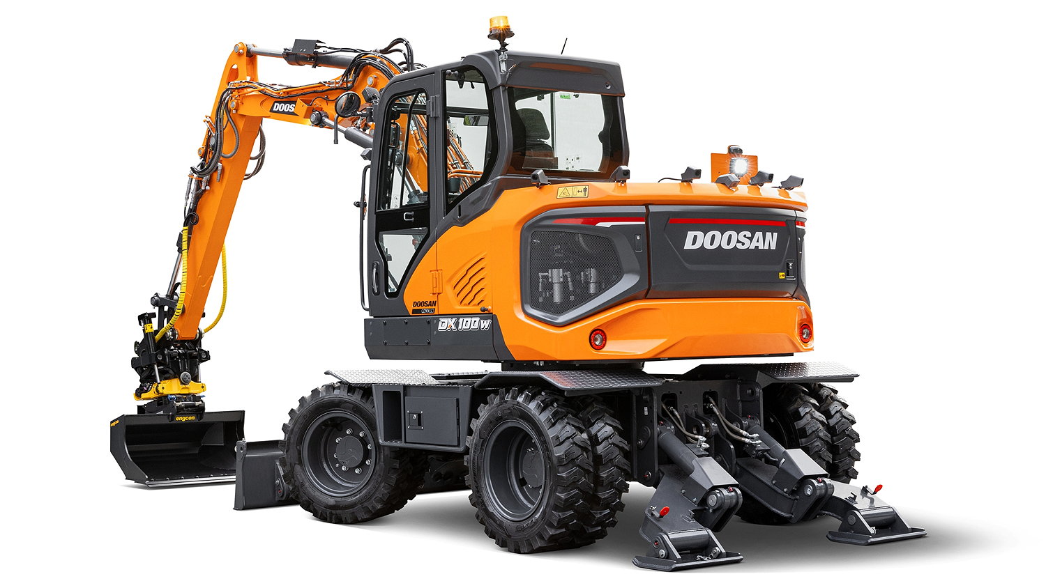 Doosan's new 10t DX100W-7 wheeled excavator