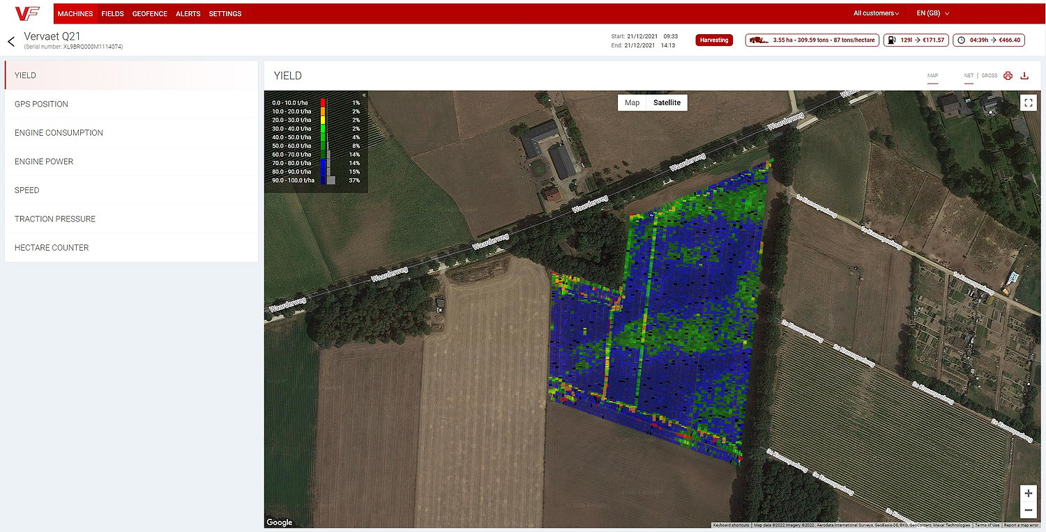 Vervaet Connect allows online access to current and previous machine operations