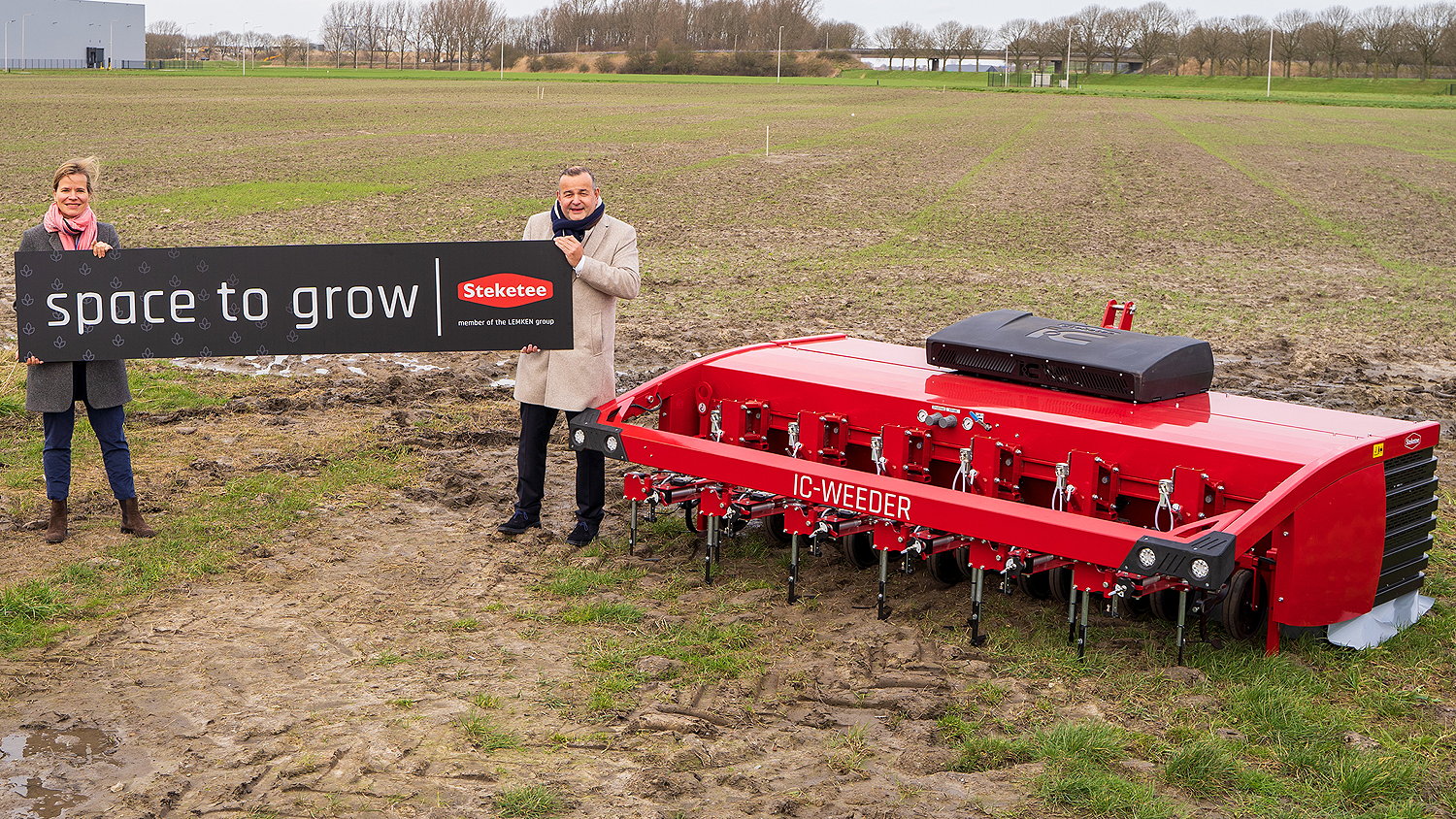 Pictured at the site of the new Steketee factory are Nicola Lemken (left) and Anthony van der Ley