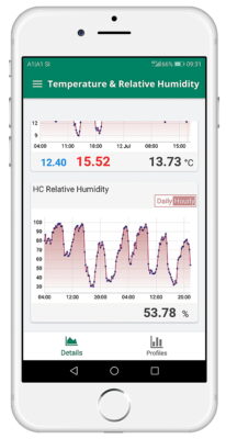 Temperature and relative humidity information is available on the go from the Metos virtual weather station.