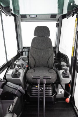 The new Bobcat E88 excavator is engineered with narrower, but solid cab pillars and ample glass surface area