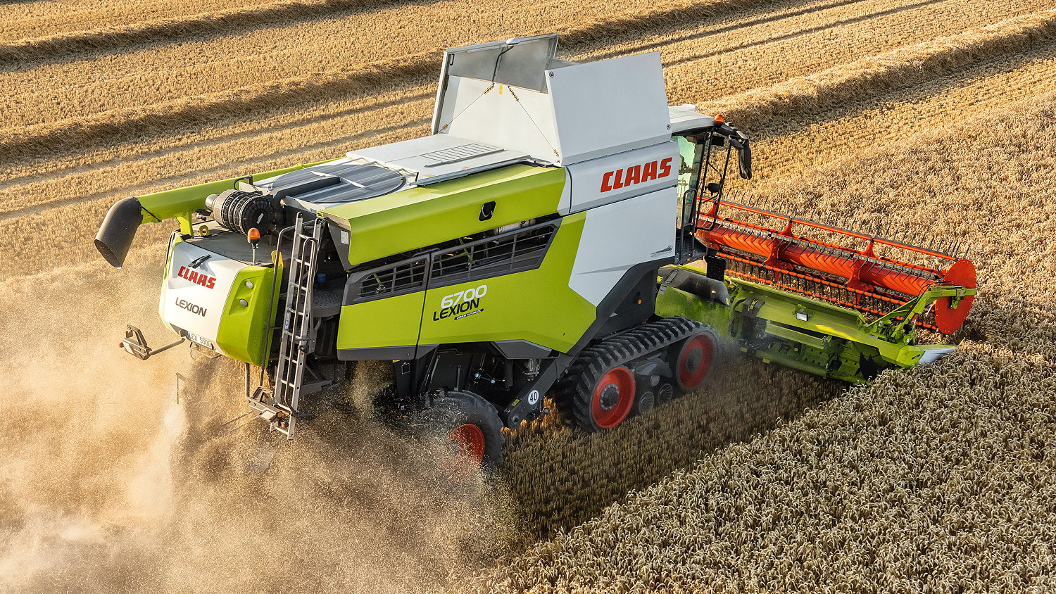 More than 90 per cent of Claas Lexion combines sold in Great Britain are now fitted with Terra Tracs