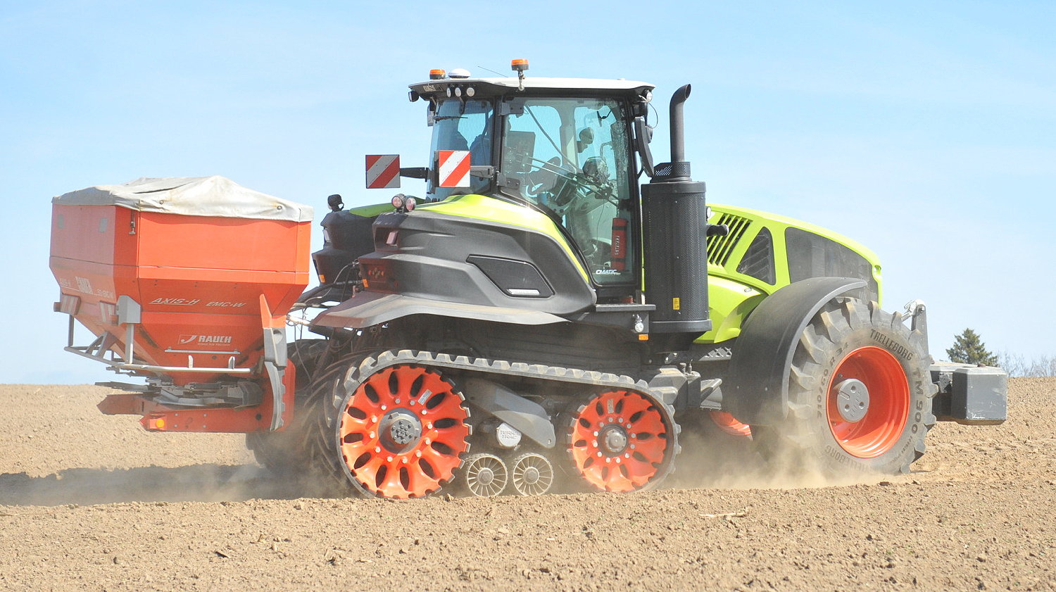 Claas' Axion Terra Trac tractor is now available with a narrow 457mm track for use in row-crop applications