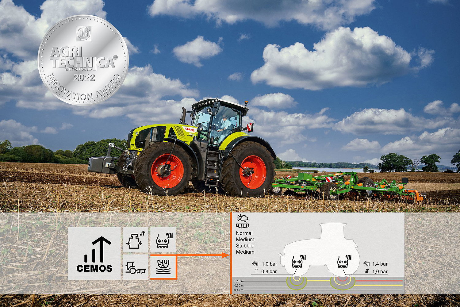 Cemos with Terranimo provides the driver with recommendations for ballasting and optimising tyre pressures to drive in a way that protects the soil