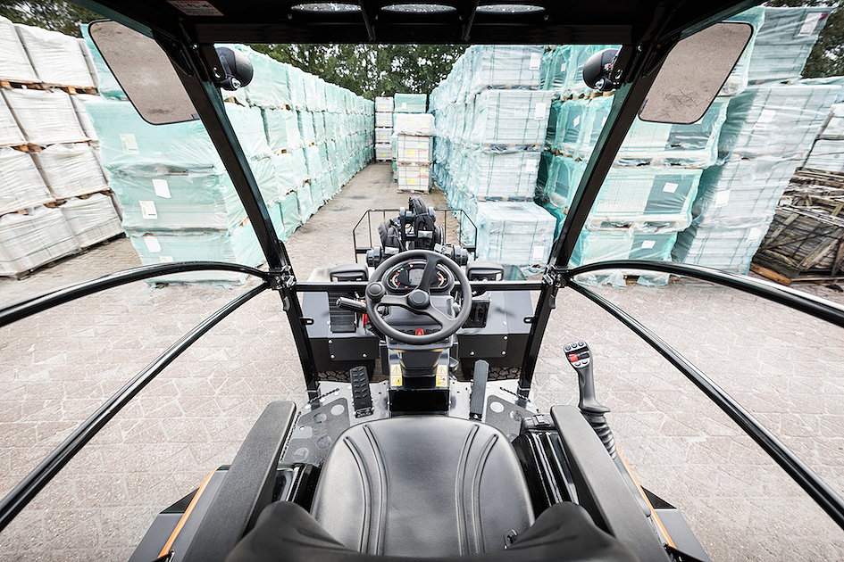 The view from the driver's seat in the new Doosan DL65-7 wheeled loader