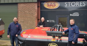 Pictured (from left) at SAS Agri are: salesman Dameon Leyt; dealer principal Richard Gay and service manager Tim Austin