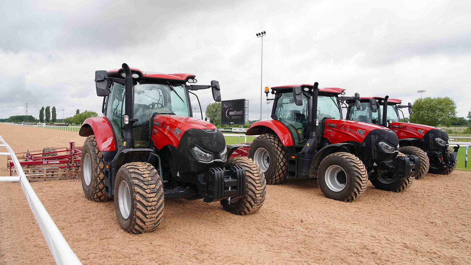 Southwell Racecourse's three new Case IH Maxxum 125 tractors.