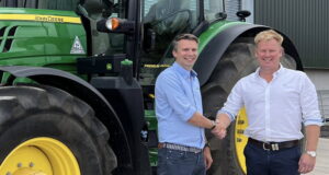 Deere dealers Ben Turner (left) of Ben Burgess with Ian Doubleday-Collishaw of JW Doubleday.