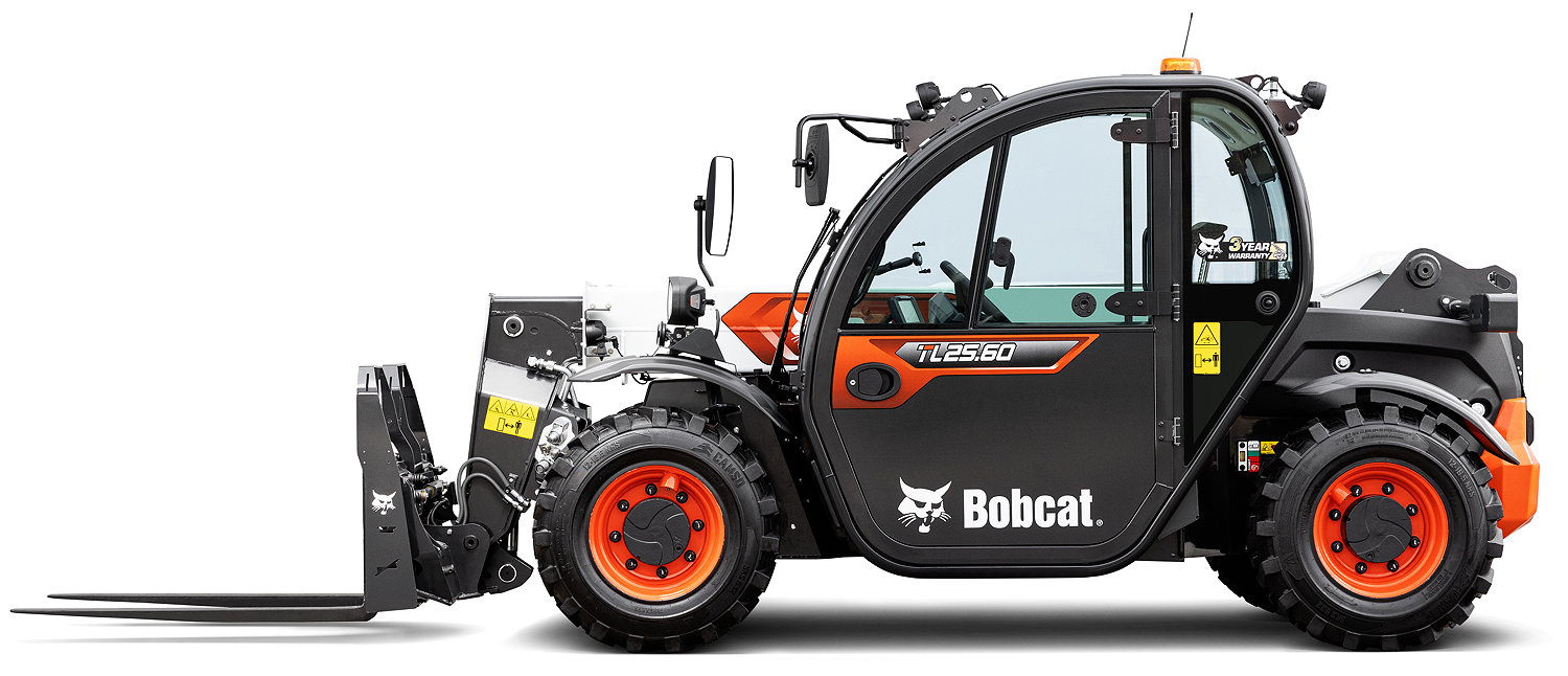 Bobcat's TL25.60 super compact telehandler offers a rated operating capacity of 2,500kg; a maximum lift height of 5.91m; and a maximum reach of 3.31m.