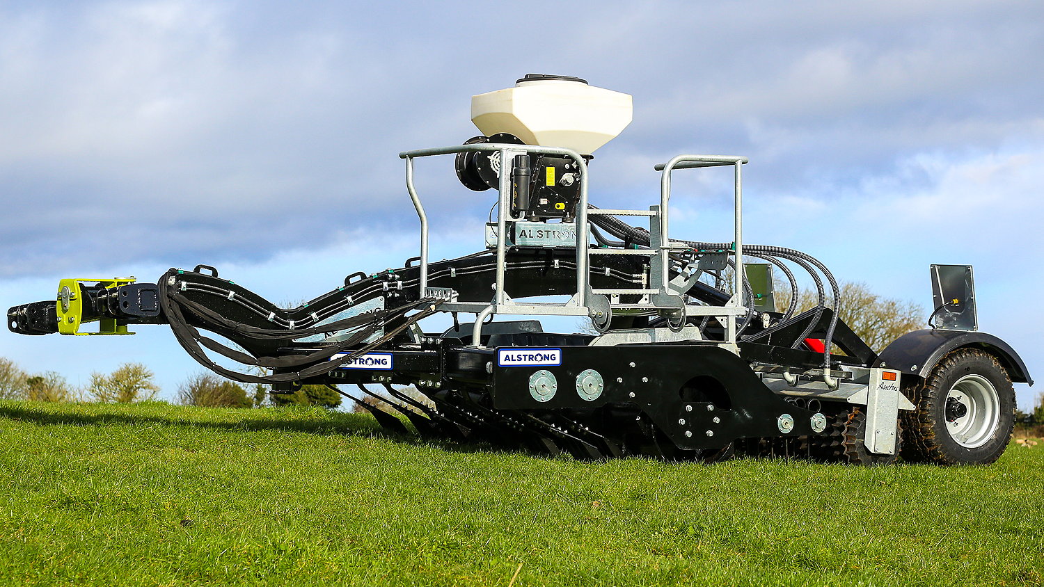 Alstrong's versatile Auctus grassland rejuvenation machine is designed to sow seed into ploughed ground, burn-off or existing pasture in one pass.