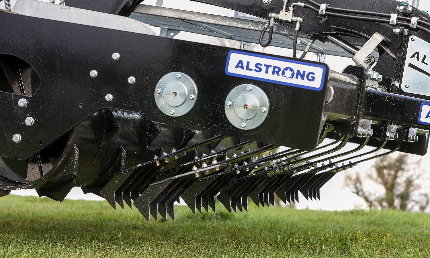 The hydraulically adjustable, individually sprung ripper paddles on Alstrong's second-generation Auctus grassland rejuvenators scarify and scratch the surface, removing dead material while exposing the soil for seed contact.