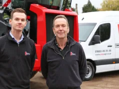 J Riley Beet Harvesters' new managing director, Matt Carse (left) with the company's founder, Jeremy Riley.