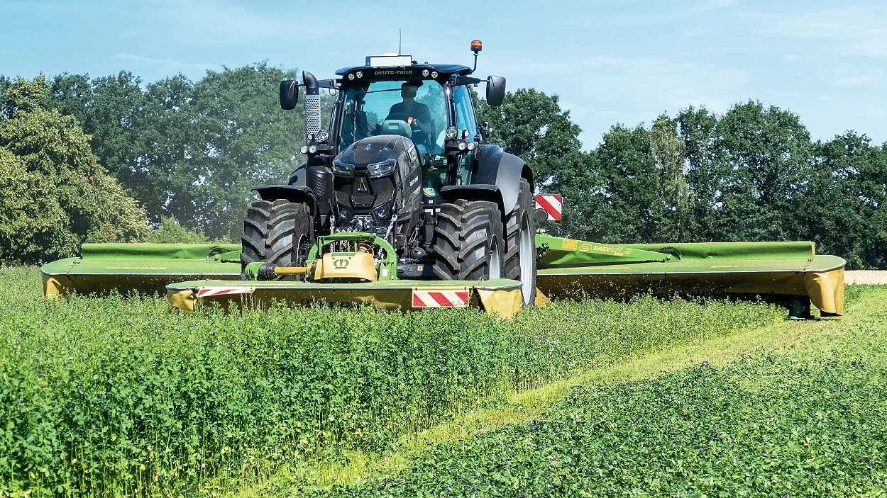 The updated Krone EasyCut B950 Collect butterfly mower combination now includes an ISObus-compatible terminal for improved operator control.