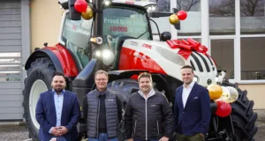 Pictured with St Valentin's 10,000th tractor of 2022 are: CNH Industrial's Robert Rysanek, Christian Huber, Hannes Woegerbauer and Gunnar Hauser.