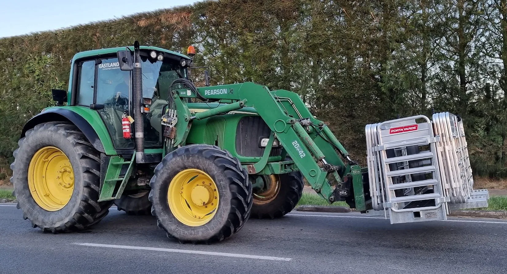 Landquip's Porta-Yards offering includes a 2.5m set designed to be carried on front loader forks.