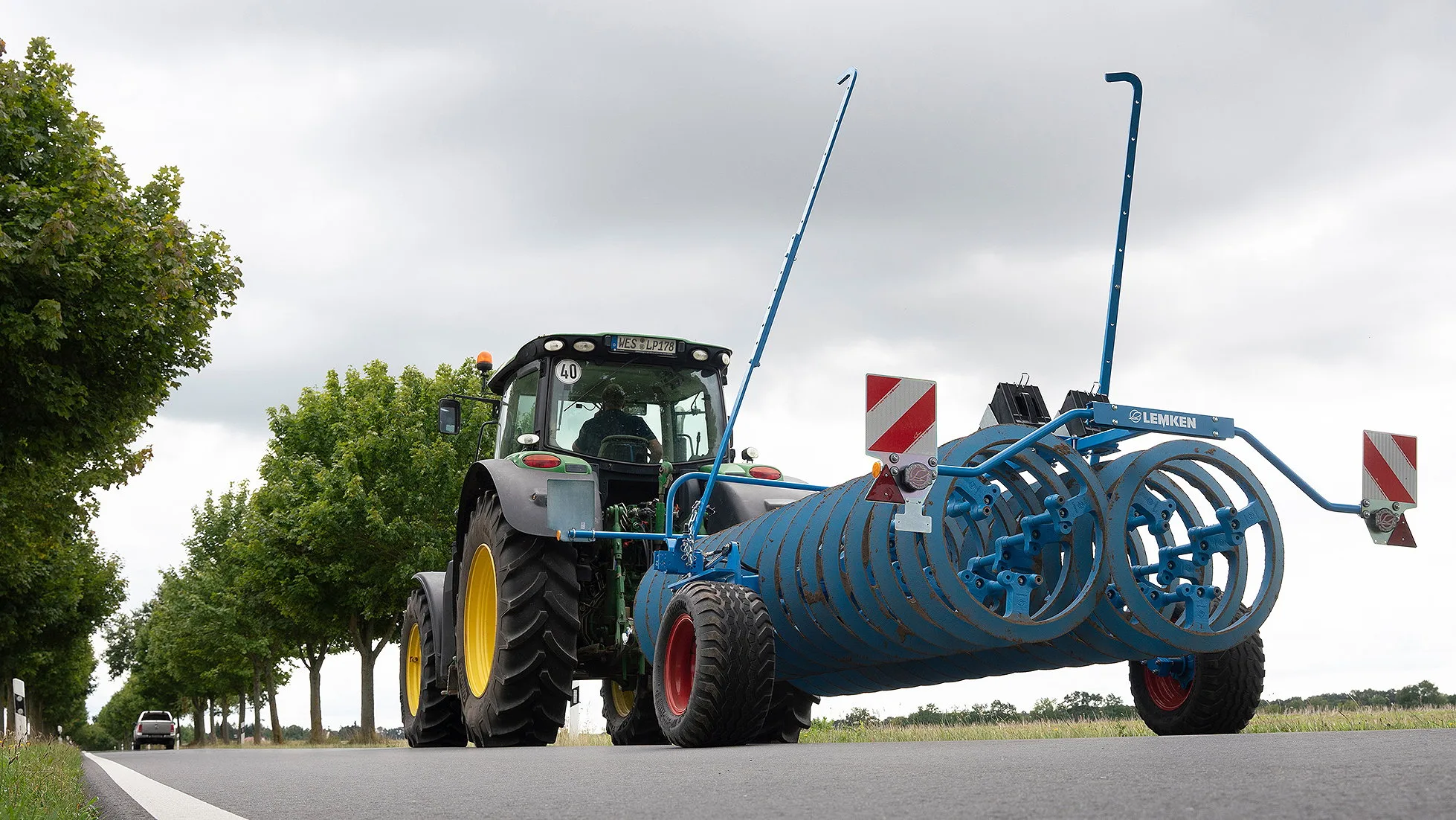 Lemken's VarioPack with its transport carriage on the road.