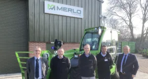 Lister Wilder has increased its sales territory for Merlo. Pictured (from left) are: Merlo national aftersales manager Robin Cooch; Lister Wilder head of sales Toby Bennet; Lister Wilder managing director Charlie King; Lister Wilder sales and hire director Phil Hughes; and Merlo UK general manager Shaun Groom.