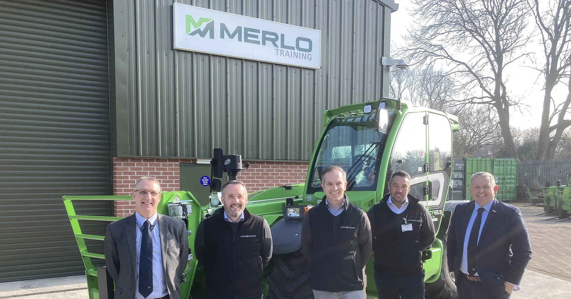 Lister Wilder has increased its sales territory for Merlo. Pictured (from left) are: Merlo national aftersales manager Robin Cooch; Lister Wilder head of sales Toby Bennet; Lister Wilder managing director Charlie King; Lister Wilder sales and hire director Phil Hughes; and Merlo UK general manager Shaun Groom.