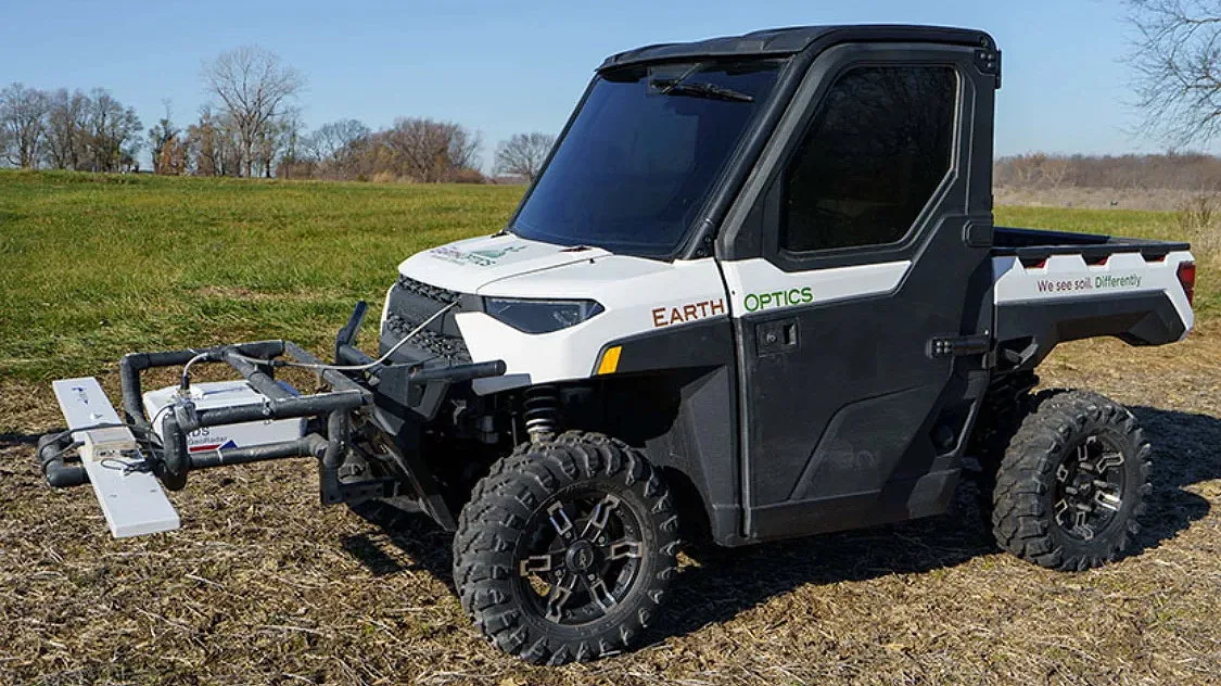 EarthOptics' Ground Owl proprietary sensor technology helps measures the health and structure of soil.