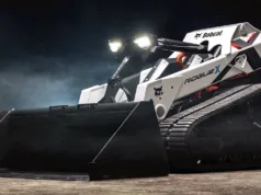 Bobcat's RogueX concept is an all-electric autonomous tracked loader that has unique functionality including both vertical-path and radial-path lift capabilities in one machine.