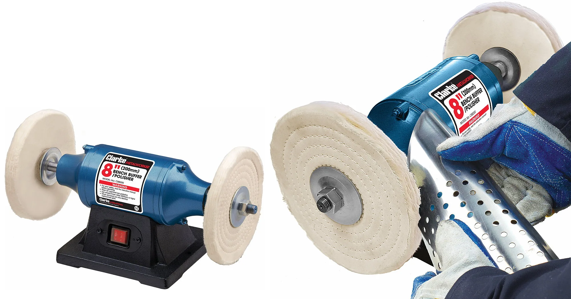 Clarke buffer/polishers are available at Machine Mart stores and online.