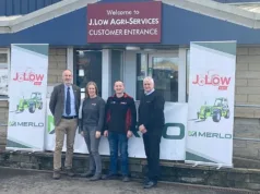 Pictured at J Low Agri-Services are (from left): Merlo regional sales manager Gavin Smith; Karen and Jimmy Low; and Merlo UK area service manager Stuart Henry.