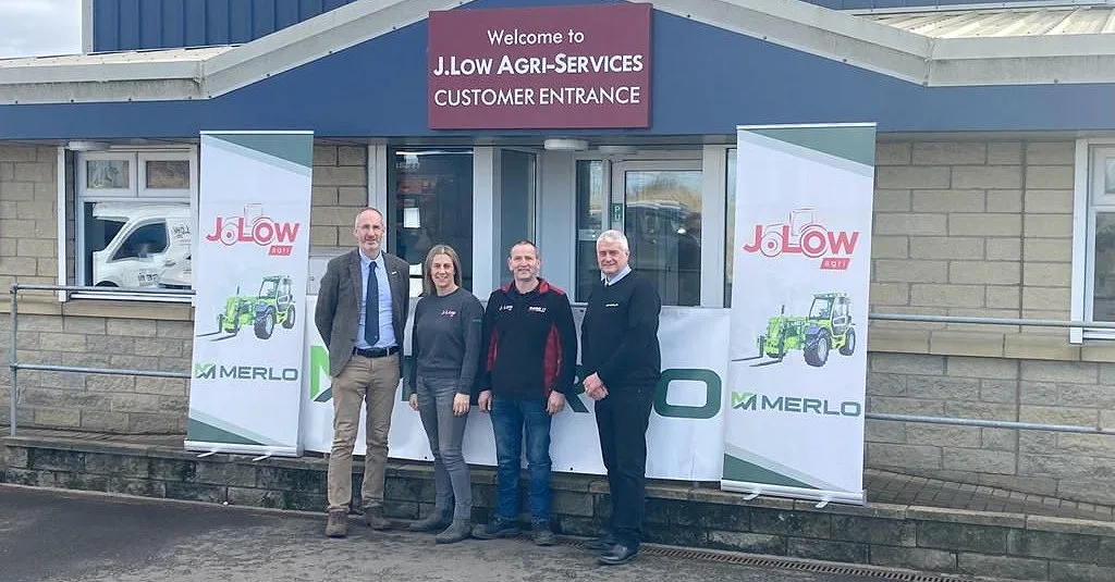 Pictured at J Low Agri-Services are (from left): Merlo regional sales manager Gavin Smith; Karen and Jimmy Low; and Merlo UK area service manager Stuart Henry.