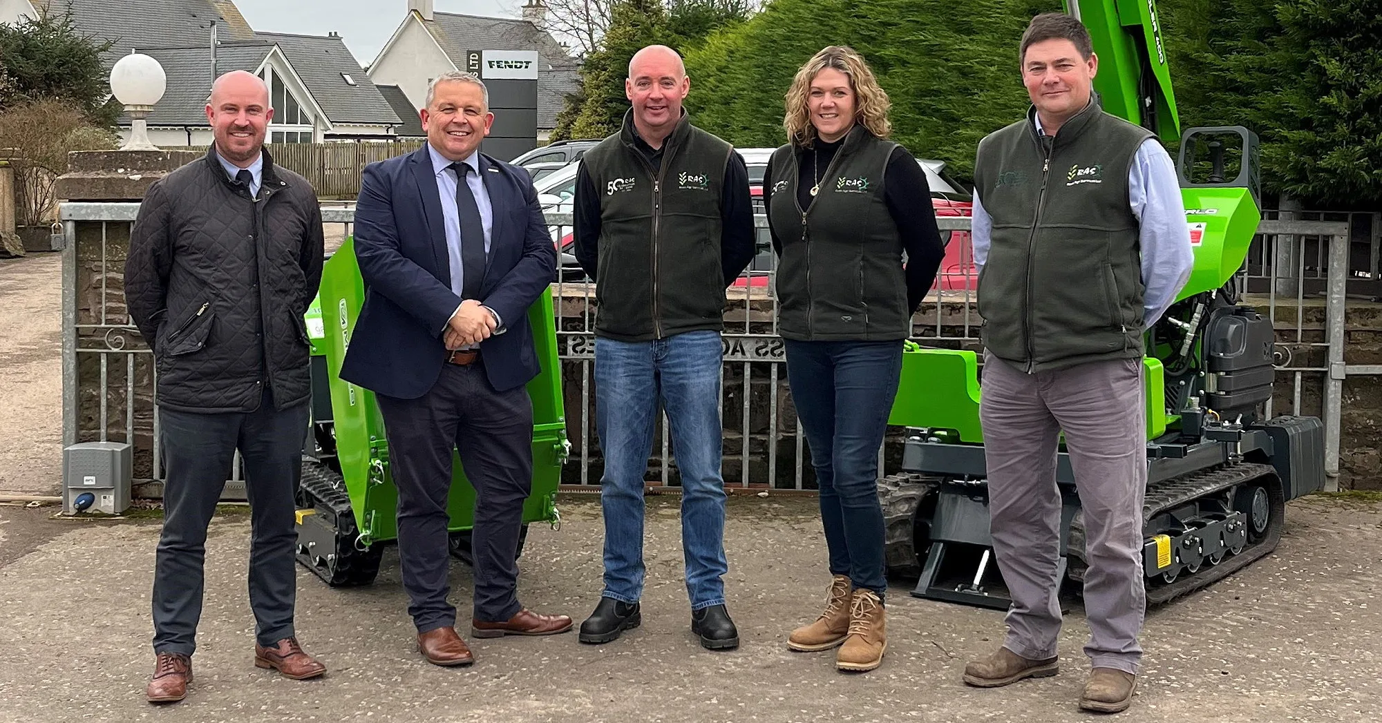 Pictured at Ross Agri Services are (from left): Merlo national sales manager Owen Buttle; Merlo UK general manager Shaun Groom;  Martin Ross; RAS accountant Sarah Shorrock; and RAS sales manager Craig Walker.