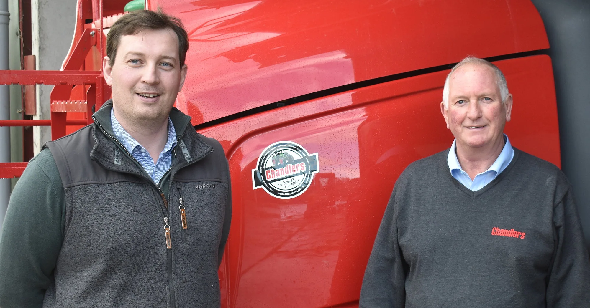 Horsch UK regional sales manager James Sinclair (left) pictured with Russ Brett of Chandlers RFM.