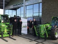 Pictured at new Merlo dealer Hardwick Agricultural Engineers are (from left): Merlo UK product support specialist Matt Gledhill; Hardwick's Josh Hardwick and Eric Hardwick; and Merlo UK regional sales manager Jim Chapman.