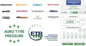 The Agro Tyre Pressue app holds data for 12 leading European tyre brands.