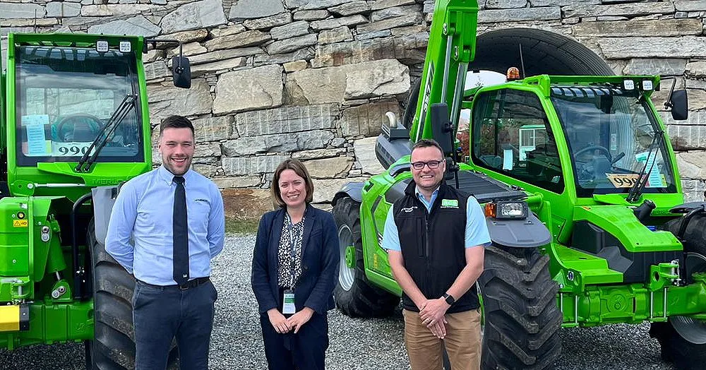 Merlo UK product support specialist Matt Gledhill (left) with Hannah Setchfield and Ashley Clough of RC Setchfield.