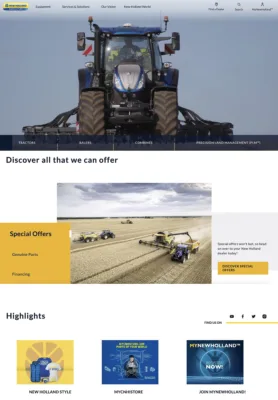 The refreshed user interface at www.newholland.com is part of a digitaltransformation to provide a full brand experience and information.