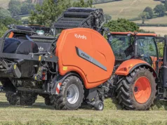 Kubota's FB1000 baler/wrapper has two bale chambers arranged in series to allow it to operate non-stop.