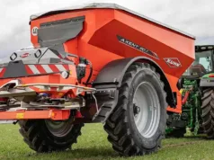 Kuhn's new Axent 90.1 trailed fertiliser spreader.