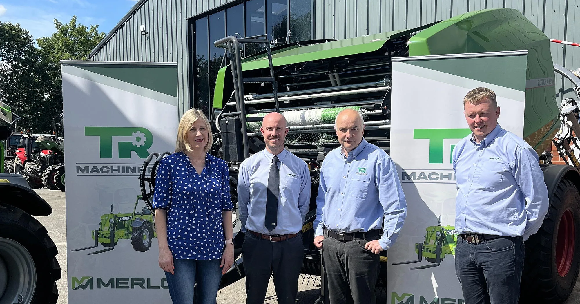 Pictured (from left) are: RVW Pugh director Caroline Pugh; Merlo UK national sales director Owen Buttle;  TR Machinery managing director Robert Pugh; and Merlo UK regional sales manager Craig Parkes.