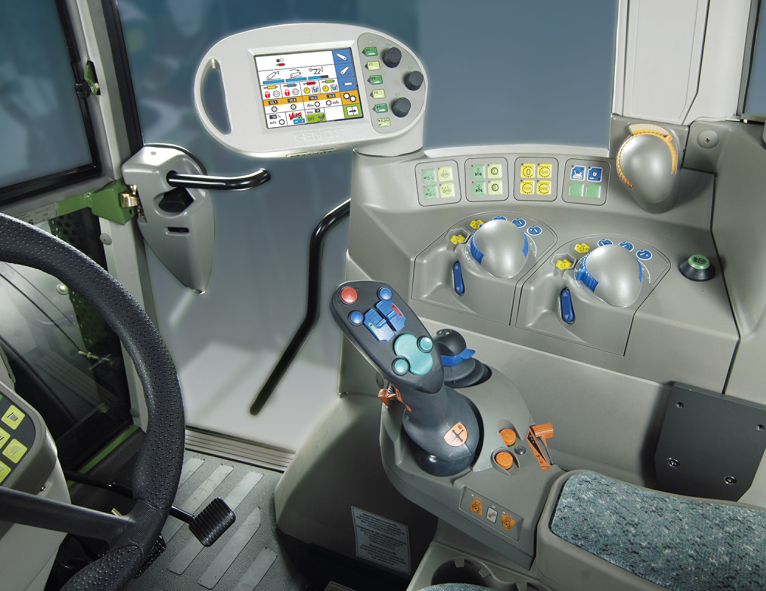 The cab layout in the first-generation Fendt 700 Vario.